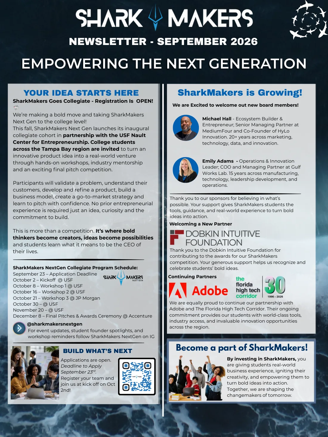 The cover of the September 2026 SharkMakers Newsletter.